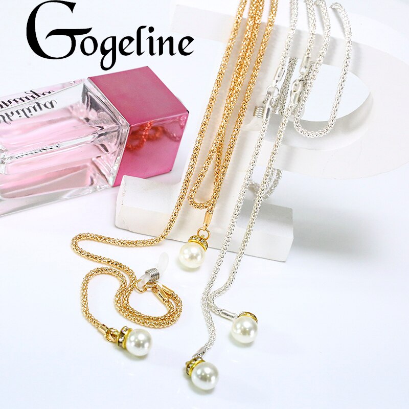 Zonnebril ketting metalen koorden casual parel kralen geometrische bril ketting voor mannen vrouwen gouden ketting