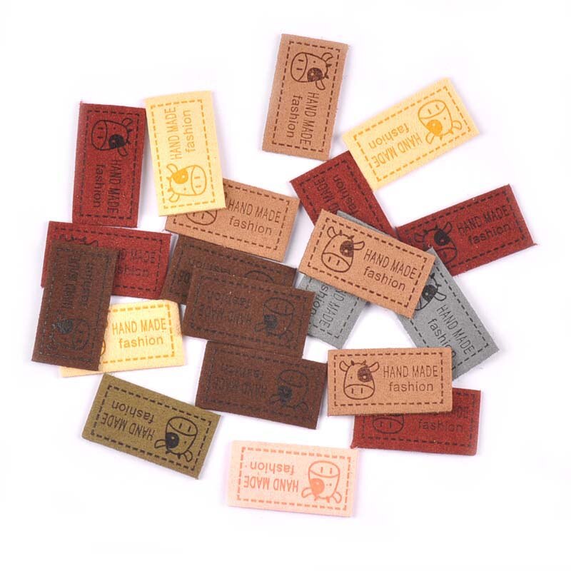 20Stck gemischt Flanell Geprägte Etiketten Für Kleidung NäHenne Zubehör Pflege Taschen Kleidungsstück Stichworte DIY Handgemachte Handwerk 18x33mm c3083