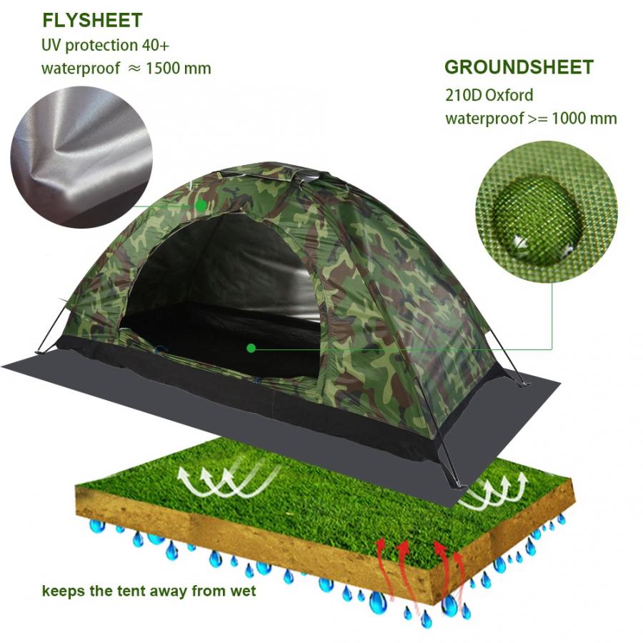 1/2/3-4 Persons Camping Tent Camouflage Outdoor Camping UV Protection Tent Double Layer Waterproof Camping Hiking Beach Tent