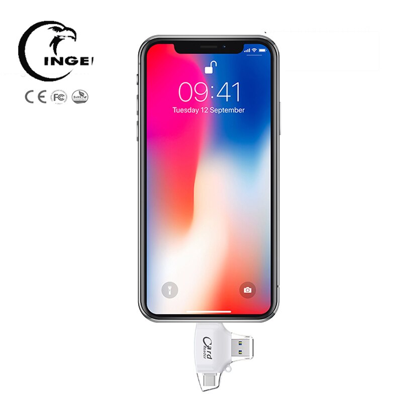 Ingelon sd-kortläsare microsd sdxc/sdhc sd usb c mmc idragon adapter tf minne för ios iphone &amp; android kortläsare