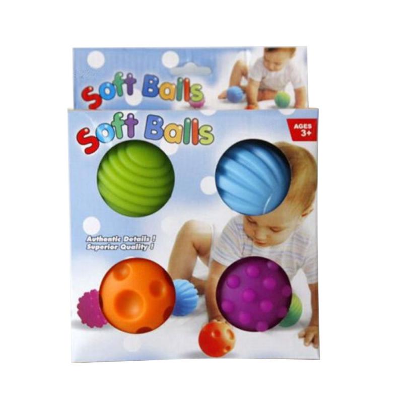 4/6 Pcs Baby Geweven Multi Bal Massage Ballen Touch Hand Bal Speelgoed Zintuiglijke Ballen Draagbare Fysiotherapie Bal Douche bad Speelgoed: 4 Balls