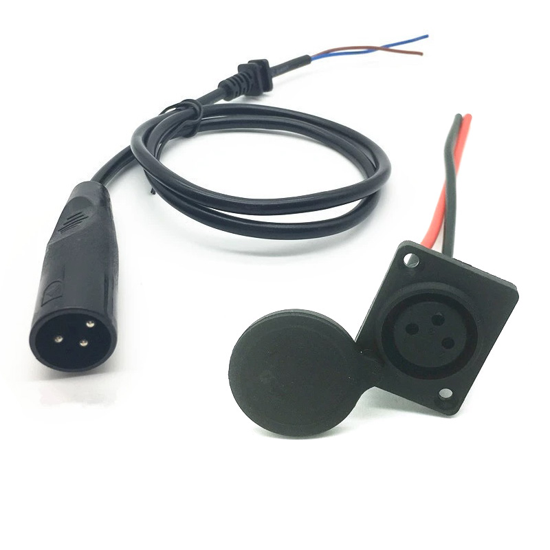 3Pin XLR Lithium Battery Charger Port Inline Plug Adapter Connector Jack Socket For E-Wheelchair Electric Scooters Parts E-Bike