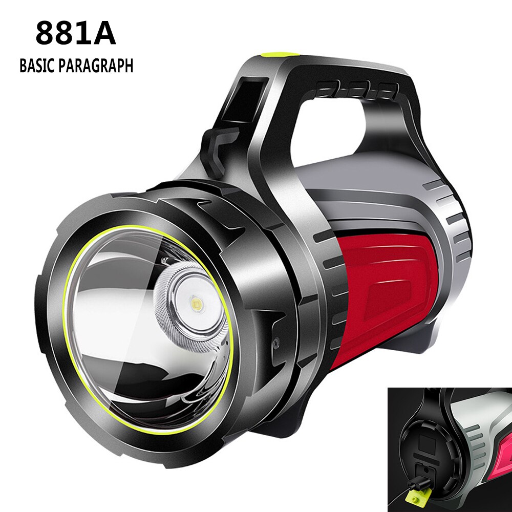 Projecteur Rechargeable le plus puissant lampe de poche LED poignée projecteur Ultra-longue torche de secours avec réserve de puissance de sortie USB: Package A