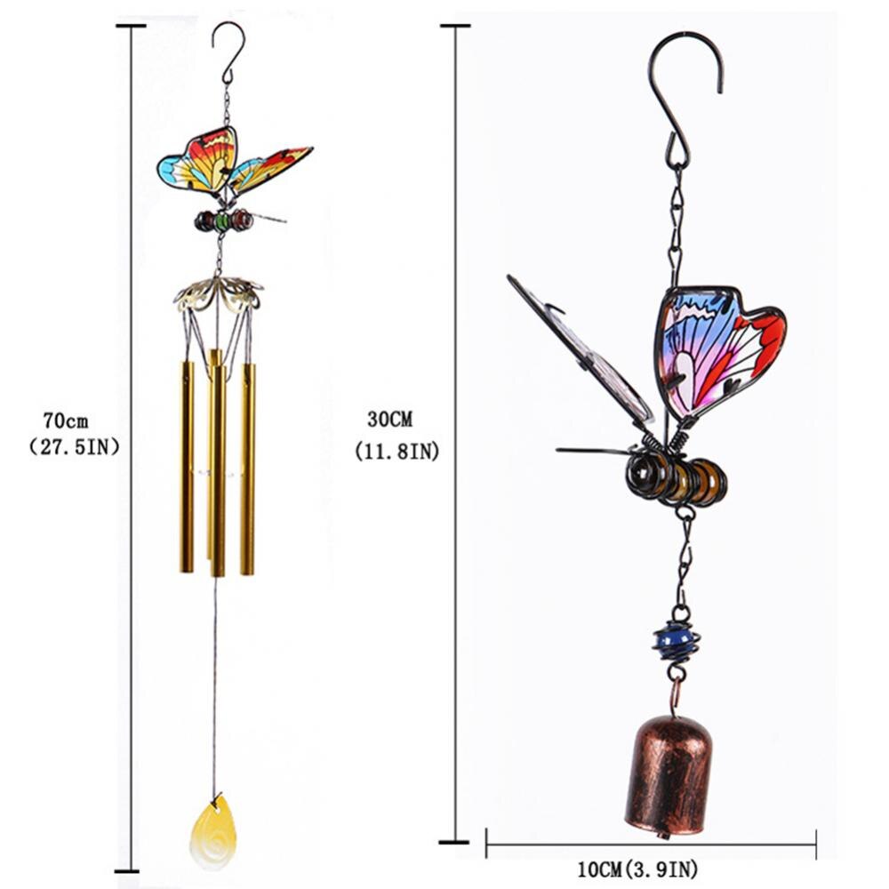 Colorful Butterfly Shape Pendant Wind Chimes With Bell/Tube Hanging Ornament Indoor Outdoor Porch Balcony Garden Decor