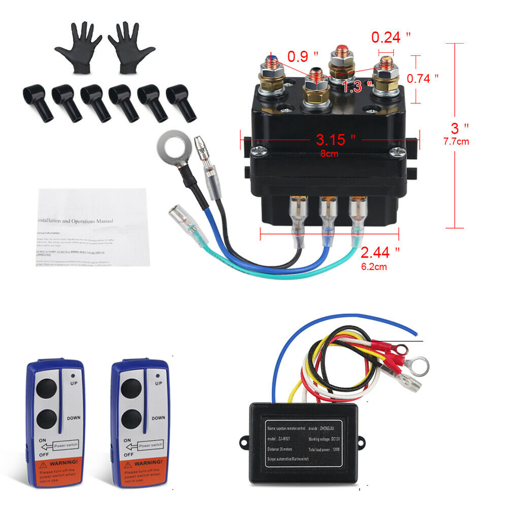 Winch Solenoid 12V 24V With Wireless Remote Control Universal Solenoid Relay Rocker Switch Thumb Remote Contactor Kits