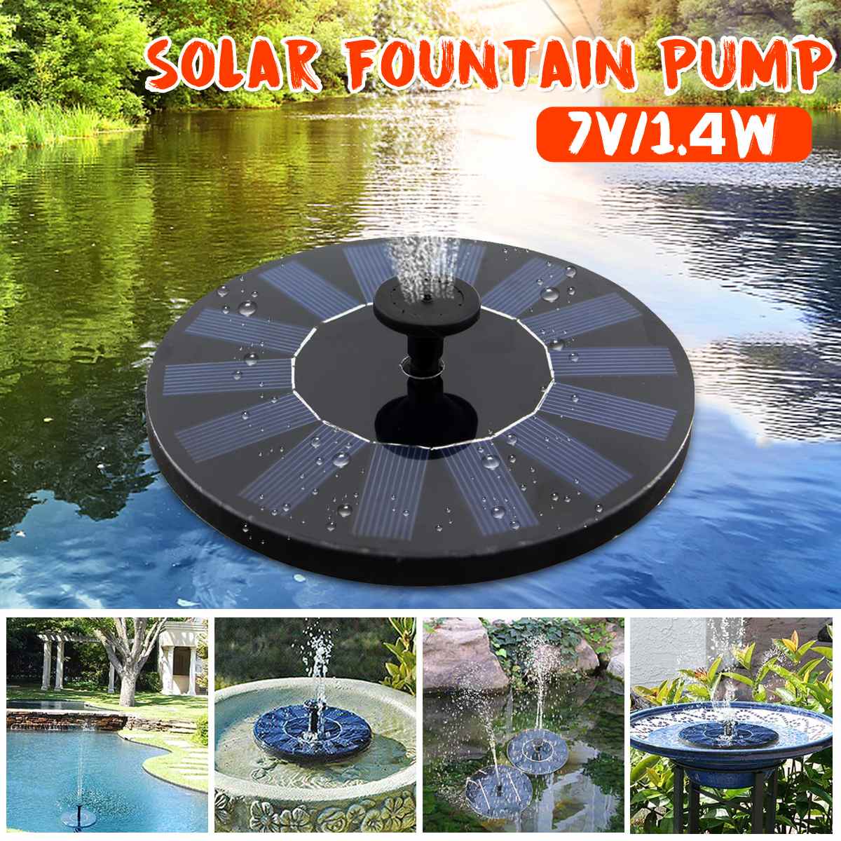 180L Solar Power Fountain Garden Fountain Solar Water Pump Solar Panels Floating Water Pump Watering Systerm Garden Decoration