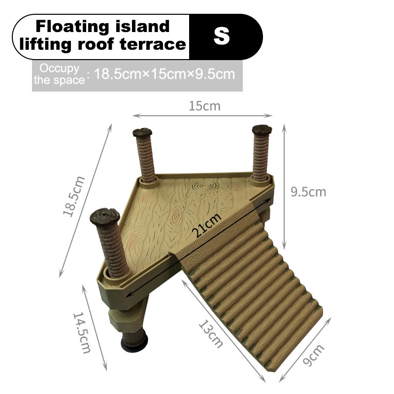 Turtle Basking Platform Turtle Tank Platform Aquarium Animal Sink Wharf Reptile Habitat Climbing Floating Shelf with Sucker Cap: Style 4 S