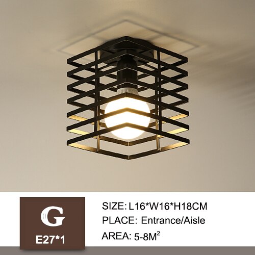 Jerngang loftslamper minimalistisk nordisk vintage balkon,køkken loftlampe foyer jern indgang små loftslamper: G