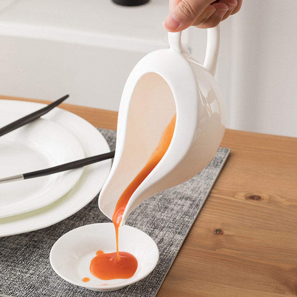 1pc Home Ceramic Gravy Boat Saucier Sauce Jug Seasoning Storage Container
