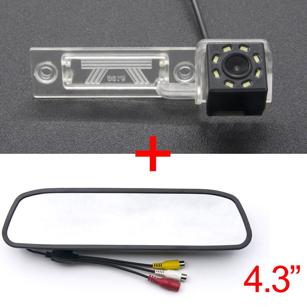 For Volkswagen VW T5 Transporter/Caravelle/Multivan 2003 8LED Car Rear View Camera 4.3" 5" Parking Monitor Reverse Wireless: Camera 4.3 Mirror