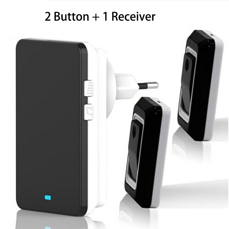 Wireless Smart Home Doorbell 4 Plugs Waterproof Electircal Chime Inteligente Ringbell Remote Control Elderly Pager Door Bell: 2 Button 1 Receiver