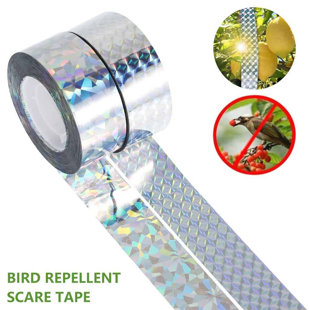 Cinta reflectante para ahuyentar aves, cinta antiaves de varios tamaños, parpadeante, repelente de aves, palomas, Cuervo, doble cara