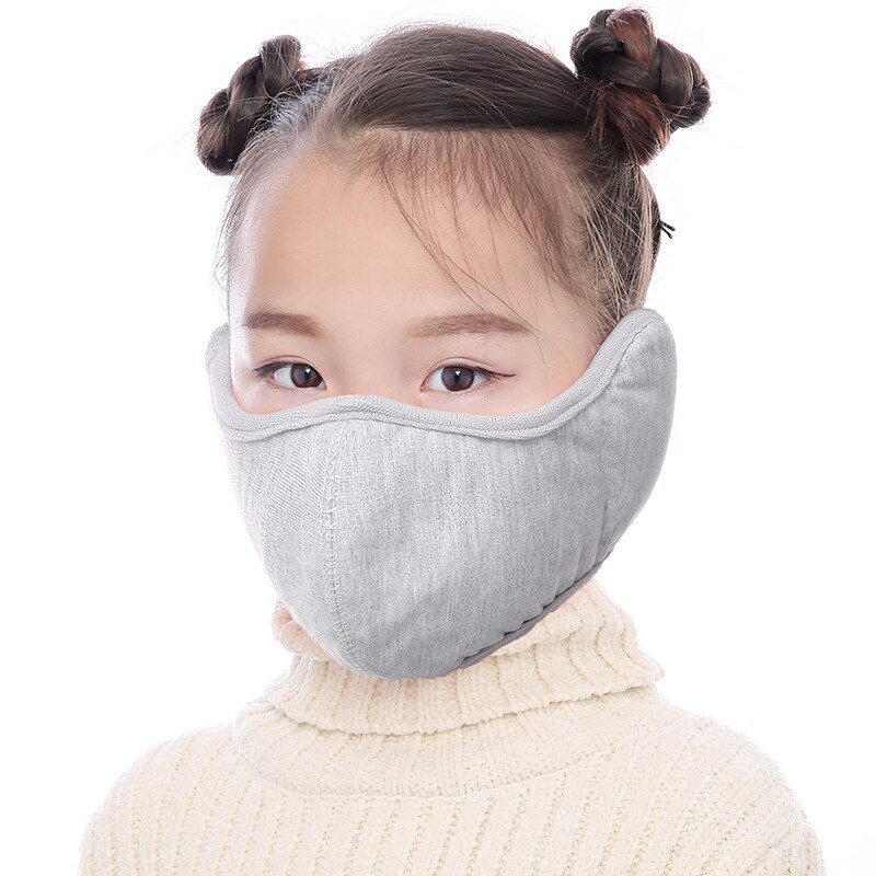 Unisex vinterbørne ørebeskyttelsesmaske udendørs drenge piger plus fløjl lydpotte ørebeskyttere åndbar vindtæt tyk børn varm øreprop: Grå