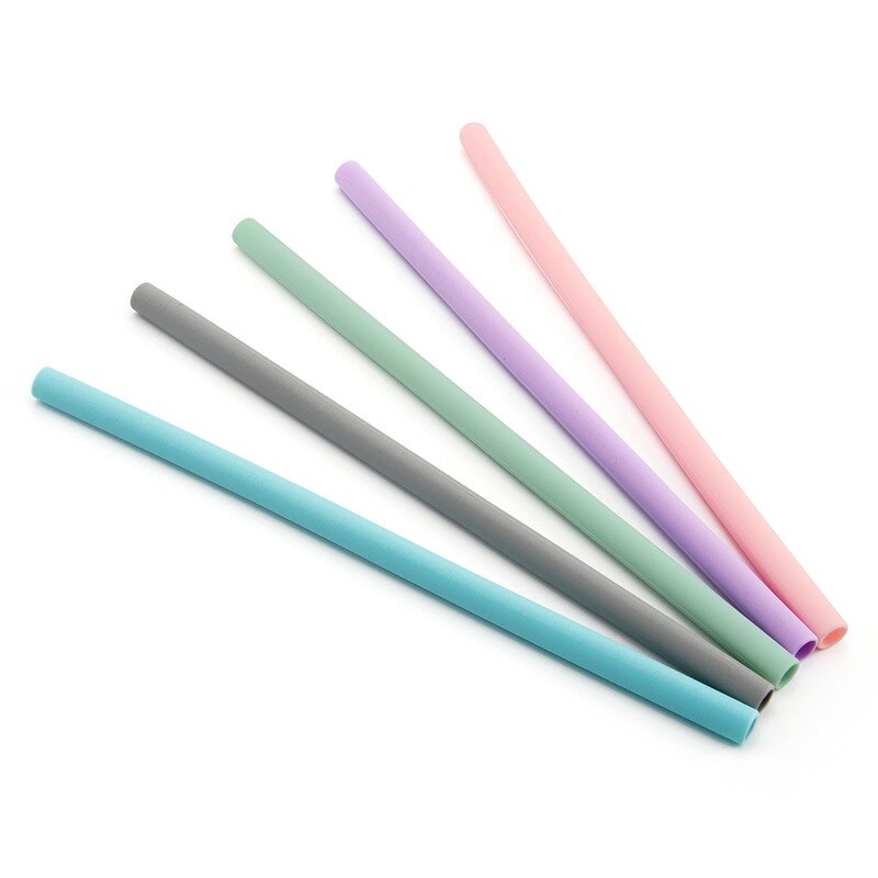 6Pcs Herbruikbare Siliconen Rietjes Vouwen Rietjes Set Kleurrijke Koffie Thee Bar Accessoires Drinkware Partij Reizen Essentieel