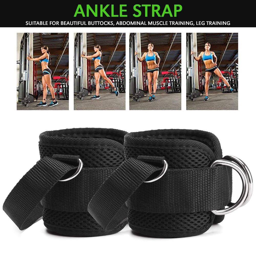 Adjustable 4 D-Ring Ankle Straps Gym with Foot Strap Cable Machine Fitness Thigh Glute Exercises Padded Ankle Cuffs Accessories