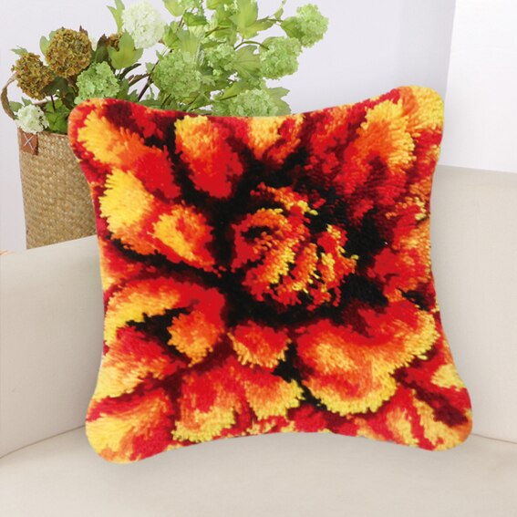 Gør det selv blomster sommerfugl segment broderi pude planter groft uld korssting låsekrog tæppe broderi låsekrog tæppesæt: Bz136 37 x 37cm