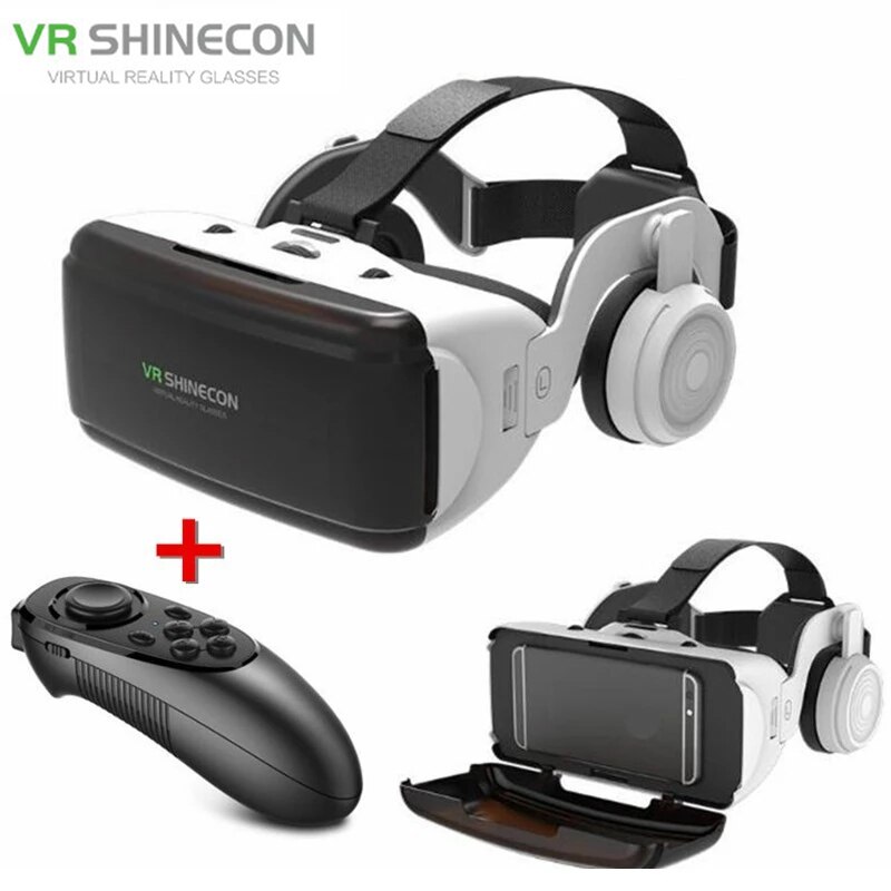 Original VR Virtual Reality 3D Glasses Box Stereo VR Google Cardboard Headset Helmet for IOS Android Smartphone Bluetooth Rocker