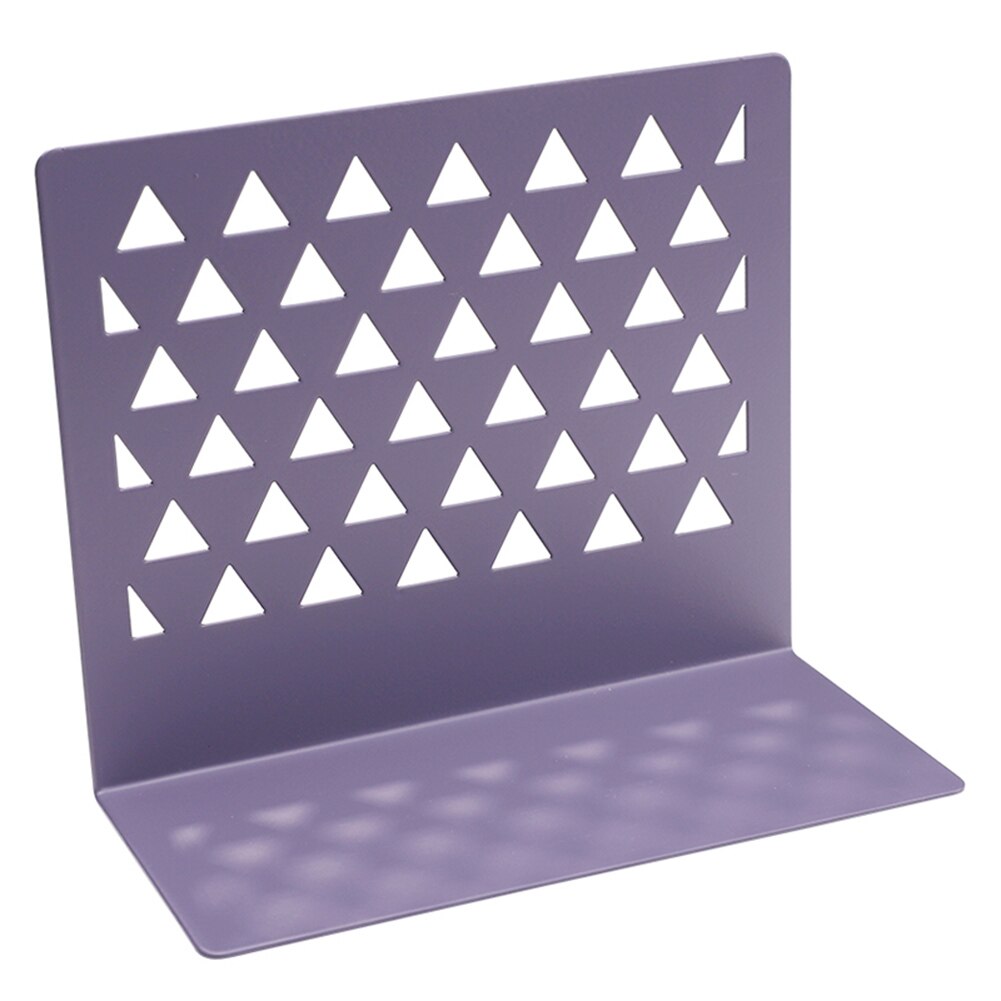 1pcs Metal Hollow Book Stand Library Bookends Supports Office School Supplies NC99: Dark purple