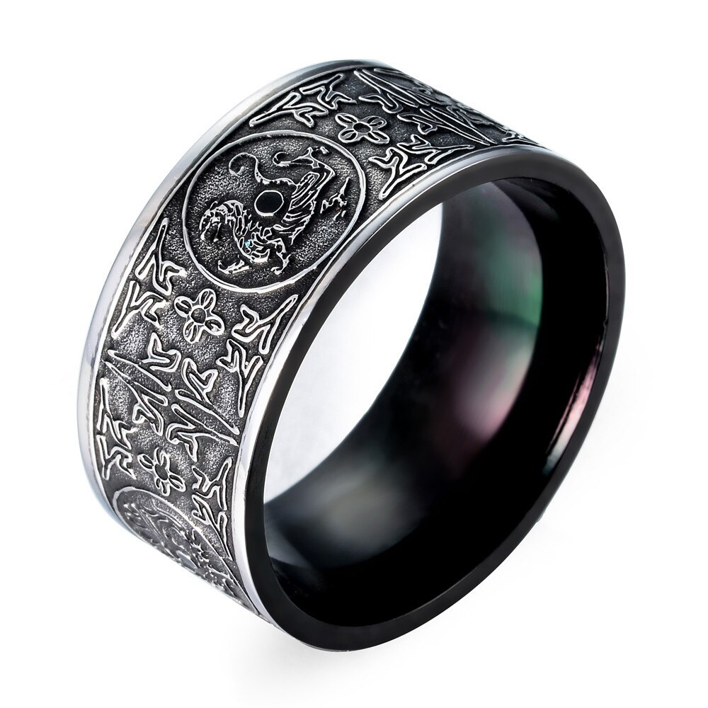USA 7 to 13 of the Chinese wind retro ring Stainless steel Mythology black four animal ring men's personality