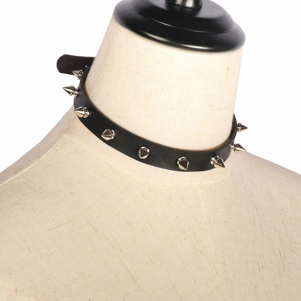 Gargantilla de cuero PU negro para mujeres y hombres, Gargantilla de motociclista con punta gótica Punk, Collar de cuero PU con tachuelas, Collar de Rock