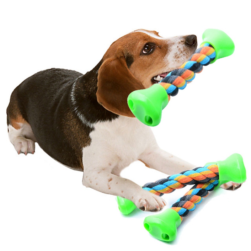 18 cm Puppy Hond Speelgoed Katoen Chew Knot Toy Duurzaam Gevlochten Touw Kauwen Knot Bone Touw String Speelgoed voor Orale geur