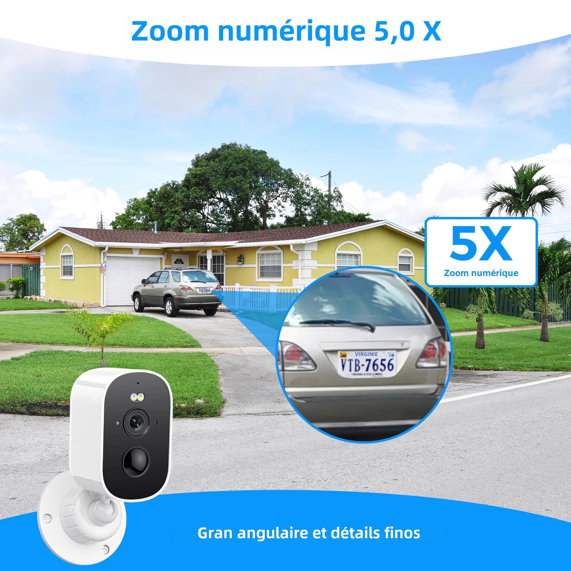 4MP 2K HD caméra solaire sans fil Wifi extérieur 4800mAh batterie WiFi caméra de sécurité IP66 étanche PIR détection humaine ICSEE APP