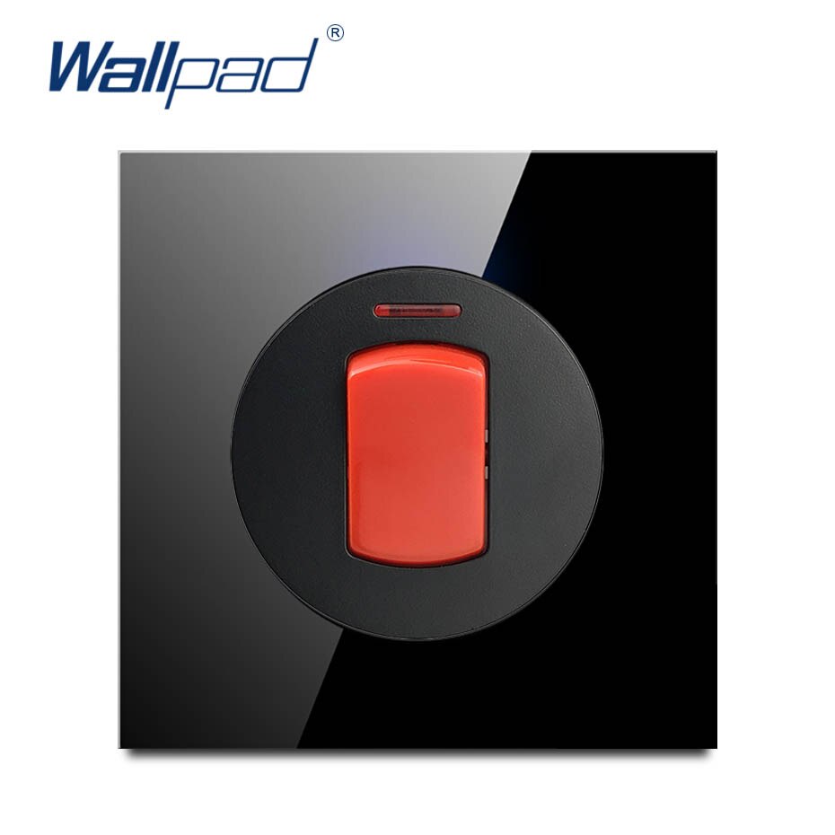 Wallpad Random Click Push Button Wall Light Switch With LED Indicator Socket Black Tempered Glass Panel For Home: 45A Switch