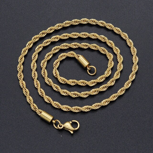 Rope Chain Women Necklace Stainless Steel Gold Color Chain Necklace For Women Jewelry: 2 / 18inch(45cm)