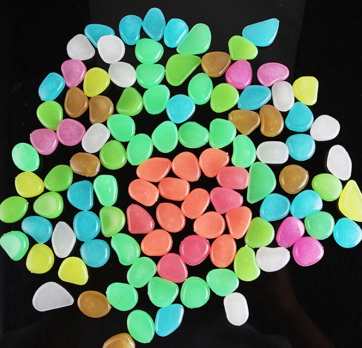 100 Pcs Tuin Decor Lichtgevende Speelgoed Stenen Glow In Dark Decoratieve Steentjes Outdoor Aquarium Decoratie Pebble Rotsen Aquarium