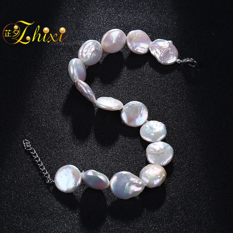 [ZHIXI] Real Água Doce da Pérola Barroca Jóias Tornozeleiras 12-13mm Trendy belas jewlery Para As Mulheres Do Partido Da Menina [F201]