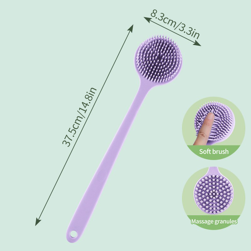 Escova de banho com cabo longo, escova macia para massagem nas costas, chuveiro, escova esfoliante para banheiro, suprimentos de banho: Rosa