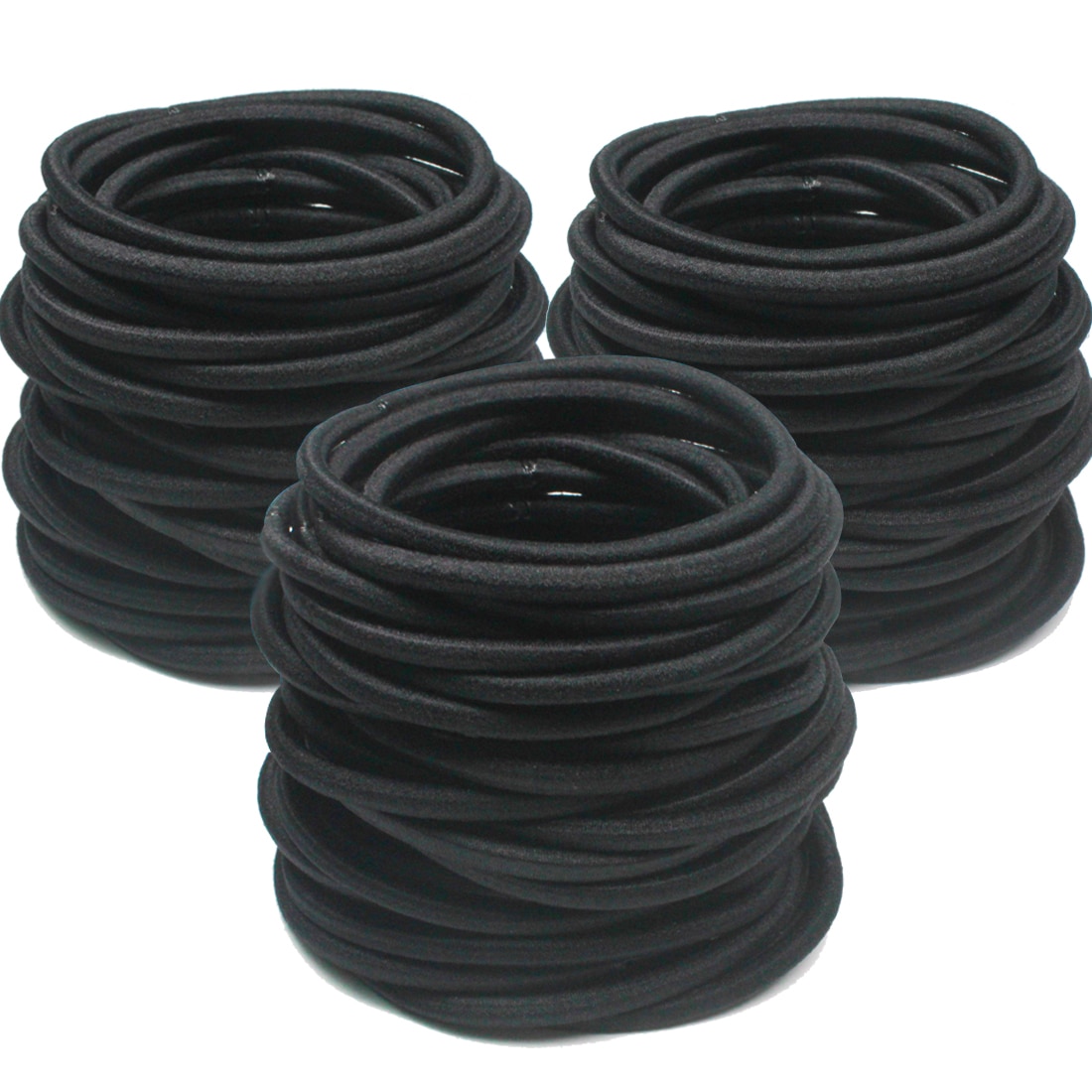 100 stücke Schwarz Haar Bands 3MM Dicke Haar Krawatten Frauen Mädchen Haar Zubehör Für Dickes Haar Kaugummi Scrunchies Pferdeschwanz Halfter 5CM