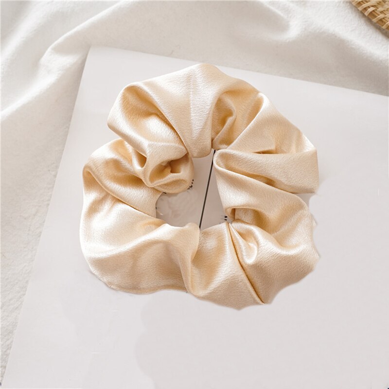 Coletero de seda elástica para niña y mujer, gomas para el pelo de satén púrpura, lazos de goma para el pelo, accesorios para el cabello: Beige