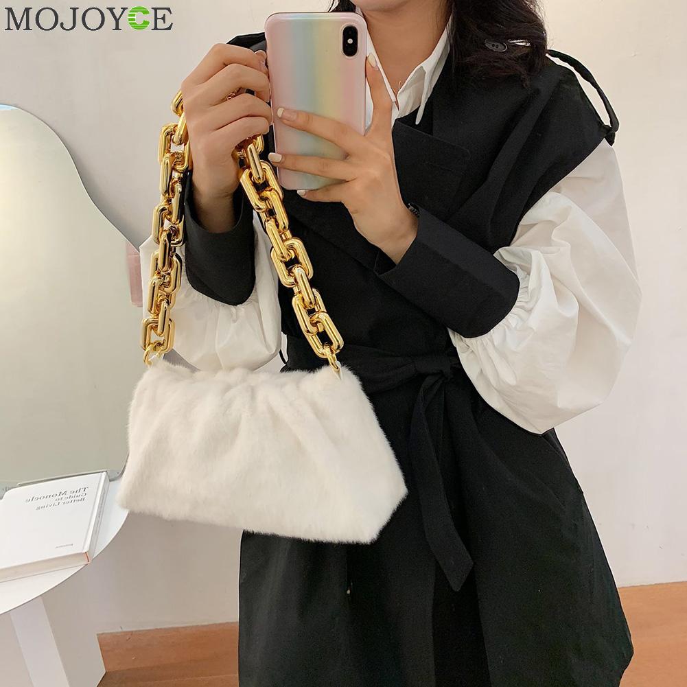 Vrouwen Cloud Handtas Totes Pluche Zachte Toevallige Dame Dikke Chain Purse Reizen Schouder Onderarm Top-Handvat Tassen