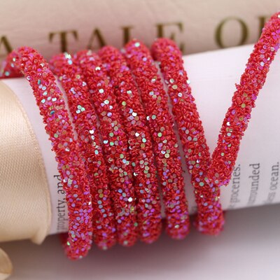6mm harpiks glitter rhinestones tau rør ledning paljett trimming til diy smykker armbånd halskjede fest dekorasjon bryllup 1 verftet: Rød