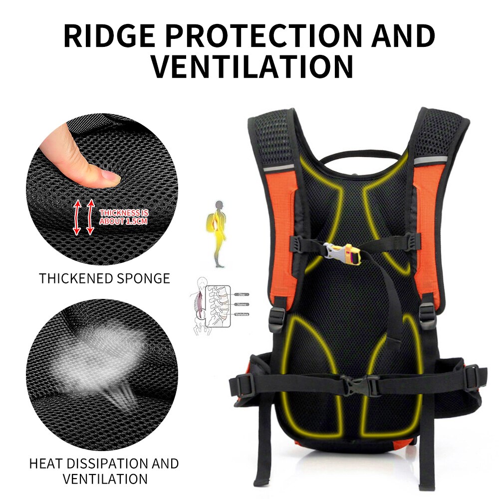 Ultra-light 15-liter bicycle backpack, mountain (MTB) or road bike cycling water bag, 2 liter water bag