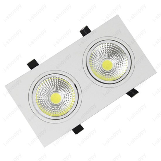 Dimmable/N 6W/10W/14W/20W/30W LED COB Recessed Light Dual Head Grille Lamp Home Office White Shell