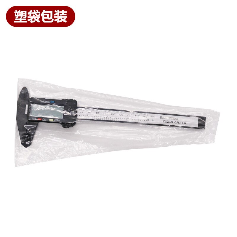 electronic digital display vernier caliper 0-150mm plastic carbon fiber measuring tool inner outer diameter: Black