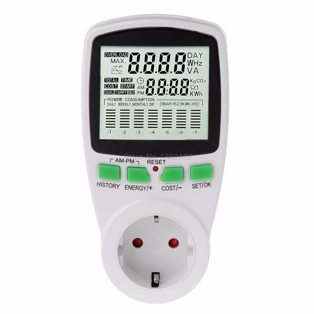 AC Power Meters 220v digital wattmeter eu energy meter watt monitor electricity cost diagram Measuring socket analyzer