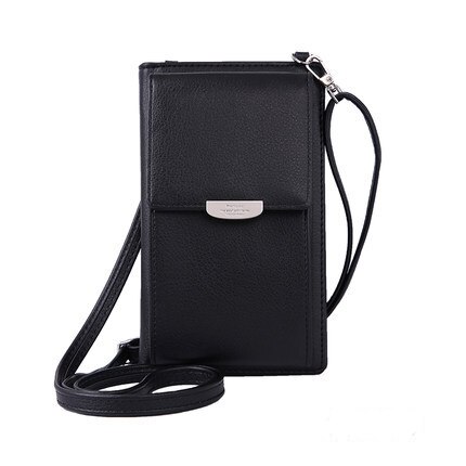 Women Casual Wallet Brand Cell Phone Wallet Big Card Holders Wallet Handbag Purse Clutch Messenger Shoulder Straps Bag: black