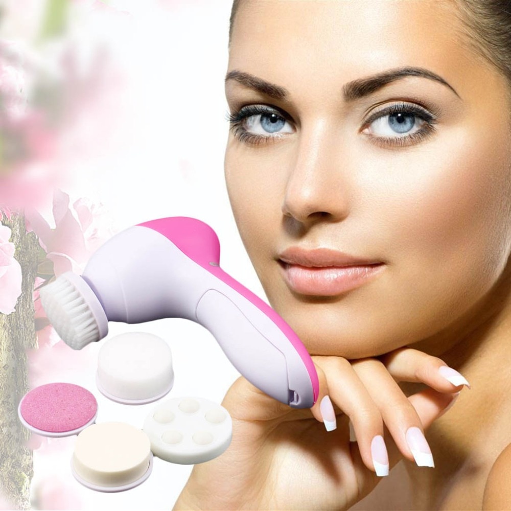5 in 1 Elektrische Wassen Gezicht Machine Facial Pore Cleaner Body Reiniging Massage Mini Skin Beauty Massager Brush vrouwen schoon borstels