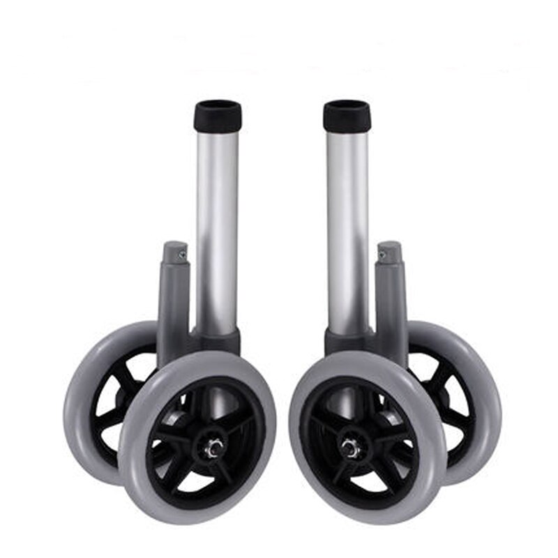 1 par 28.6mm rollator med hjul fotrör diameter 5 tum riktat hjul fotrör bromsrullstol med 3 tum universalhjul: 5in tvåhjuliga bromsar