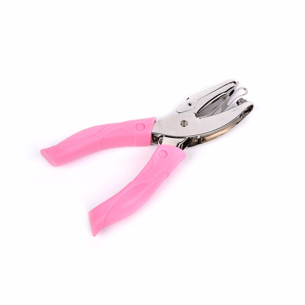 Hand-Held Cirkel Perforator Papier Punch Voor Wenskaart Scrapbook Notebook Puncher Hand Tool Met Roze Grip