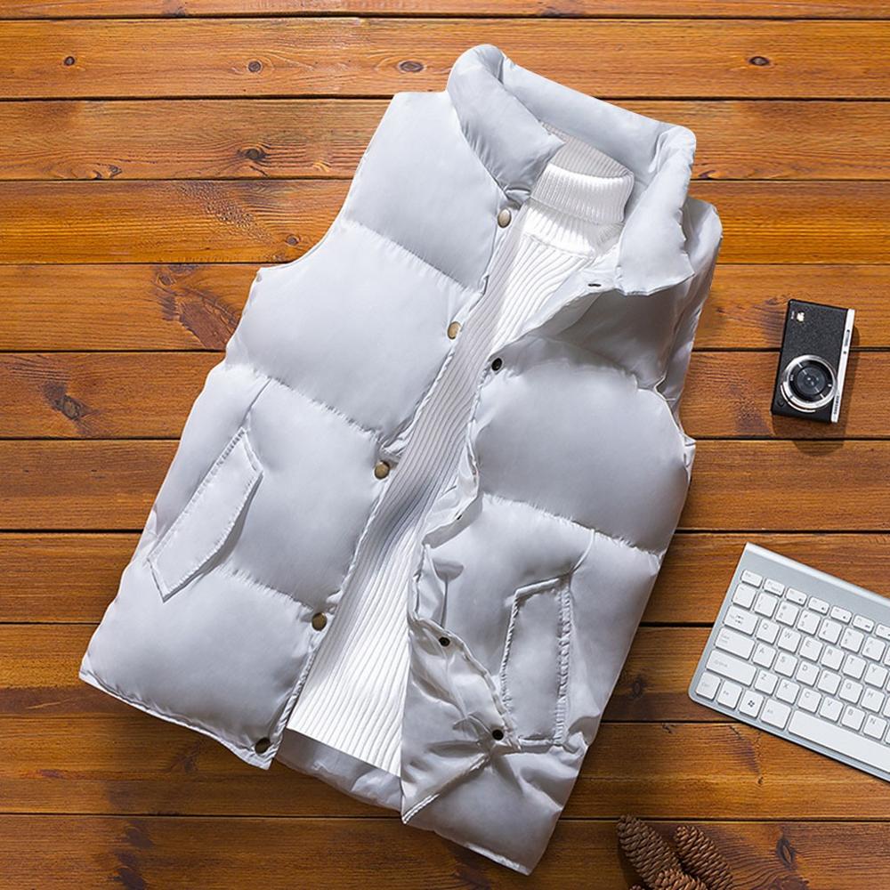 Männer Unten Westen Weiß Winter Jacken Weste Männer Ärmel Solide Zipper Mantel Mantel Warme Westen Plus Größe M-3XL 4 #