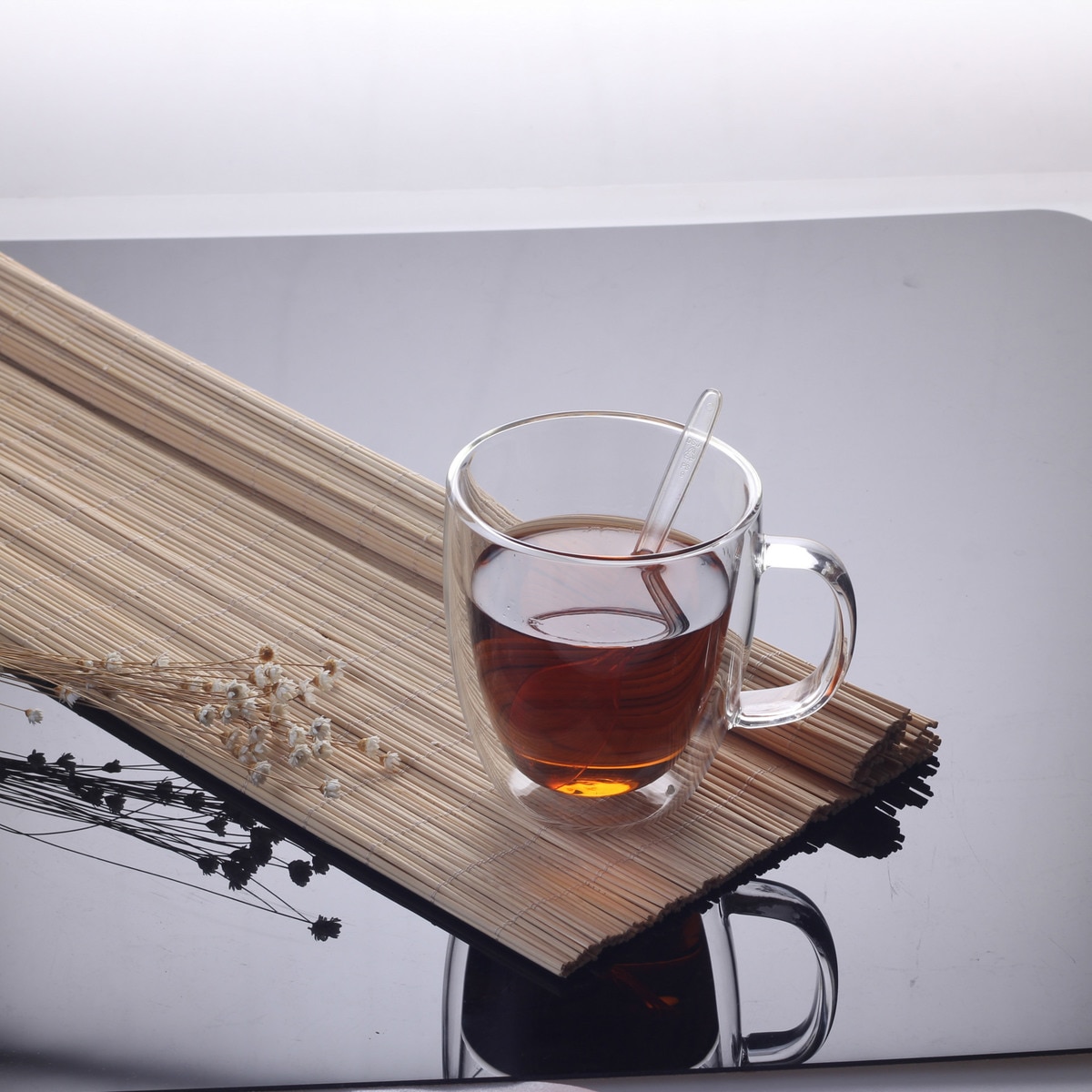 BODUM French Press Maker Double Layer Insulation cups Transparent Heat Resistant Lovers Coffee Office Cup Belt Handle cup