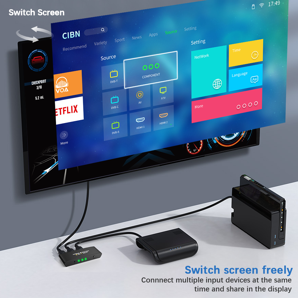 Uhd hdmi 4k hdmi-switch 3 x 1 mini hdmi-switch-switcher hub-boks understøtter ir-fjernbetjening hdmi-switch-splitter