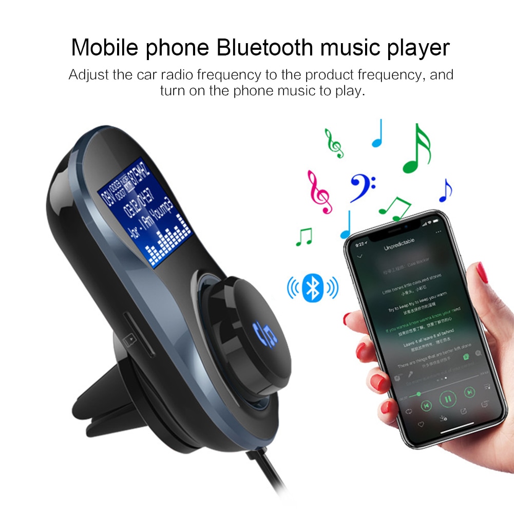 Bluetooth FM Transmitter Audio Car Mp3 Player Wireless In-Car FM Modulator Handsfree Bluetooth Car Kit with LCD Display