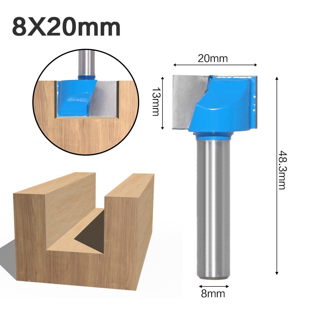 8mm Shank Surface Planing Bottom Cleaning Wood Milling CNC Cutter Engraving Knife Router Bit Woodworking Tools 10-32mm for wood: 8X20mm