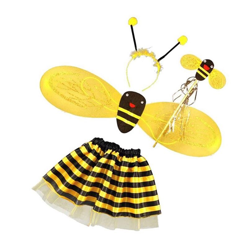 4Pc Bumble Bee Honing Meisjes Kids Fairy Halloween Fancy Dress Up Party Kostuum