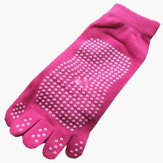 Calcetines de Yoga antideslizantes para mujer, medias deportivas separadas para los dedos, accesorios de ropa para las cuatro estaciones, transpirables, con punta dividida: Pink